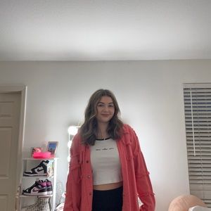 Rock and roll oversized pink jean jacket!